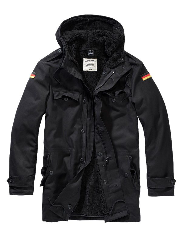 Brandit BW Parka m. Flag (Sort, XL)