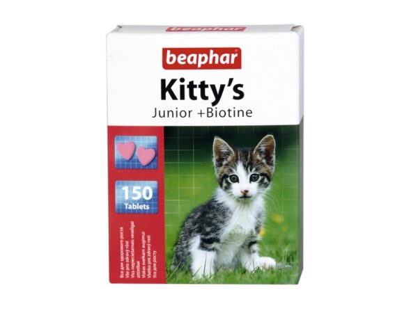 Beaphar Kitty''s Junior, Kat, Tablet, Generelt Sundhed, Junior, Vitamin B1, Vitamin B12, Vitamin B2, Vitamin B6, Vitamin H (Biotin), Kalcium, Phospho