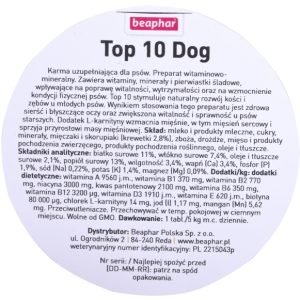 Beaphar Top 10, Hund, Tablet, Generelt Sundhed, Vitamin A, Vitamin B1, Vitamin B12, Vitamin B2, Vitamin B3, Vitamin B6, Vitamin D3, Vitamin E,..., Ka