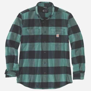 CARHARTT Midweight Flannel L/s Plaid Shirt SLATE GREEN - XL