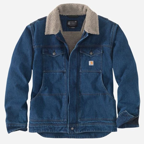 CARHARTT Relaxed Denim Sherpa Lined Jacket BEECH - S