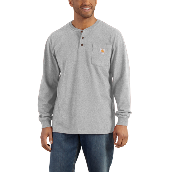 CARHARTT Trøje Workwear Pocket Henley L/S Heather Grey - L