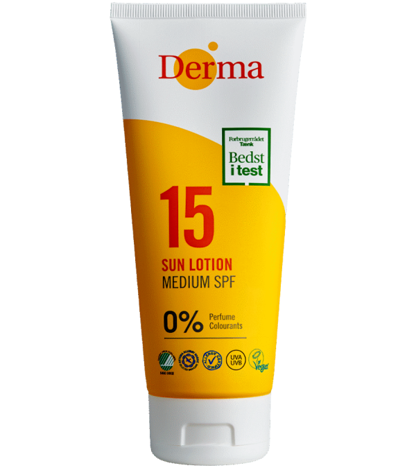 Derma sun sollotion mellem SPF15 200 ml.