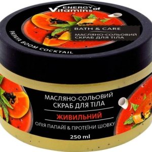 Energy Of Vitamins Bath&Amp Care Oil Body Salt Scrub Papaya Boom Coctail 250Ml