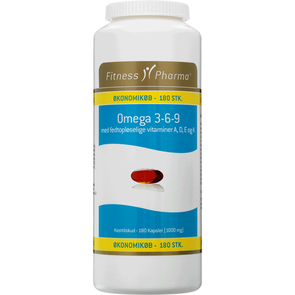 Fitness Pharma omega 3-6-9 m. A, D, E og K vitamin (180 stk)