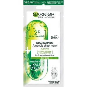 Garnier Garnier_Niacinamide Ampoule Sheet Mask Detoxifying Ampoule In A Mask On Fabric With Vitamin B3 And Kale Extract 15G