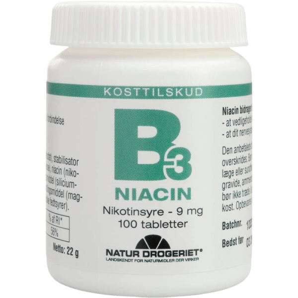 Natur Drogeriet B3 Niacin Nikotinsyre 9 mg (100 tab)