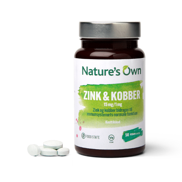 Natures Own Zink og Kobber Food State (50 tab)