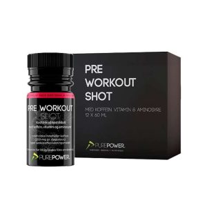 PurePower Pre-workout Shot - PWO Energishot - Røde bær - 1 kasse á 12 stk. 12 x 60 ml.