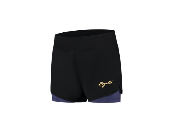 Rogelli Indigo - Løbeshorts 2 in 1 - Dame - Sort/Purple - Str. L