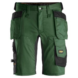 SNICKERS Shorts AllroundWork stretch med hylsterlommer 6141 skovgrøn/sort - C46