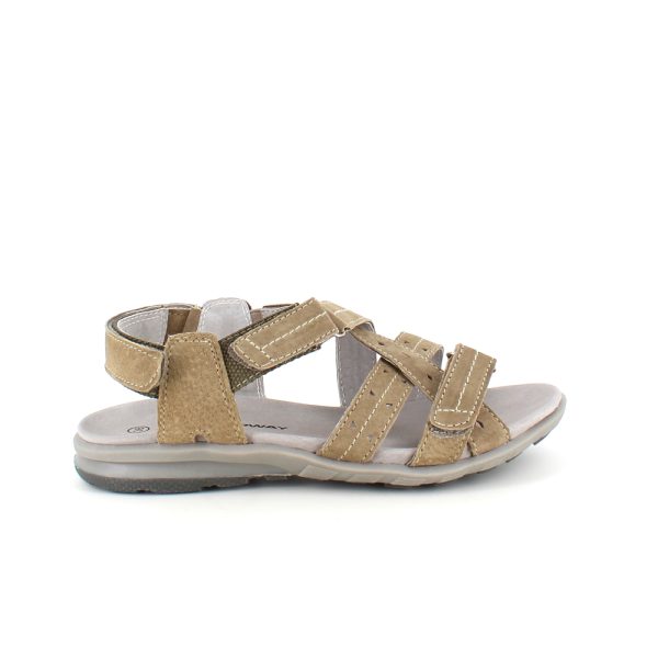 Sandal med lædersål og let svangstøtte i khaki - 36