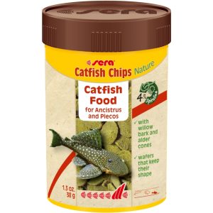 Sera Catfish Chips Nature, Akvariefisk, Tør Fiskefoder, Sprød, Vitamin A, Vitamin B1, Vitamin B2, Vitamin C, Vitamin D3, Stor, 31,2%