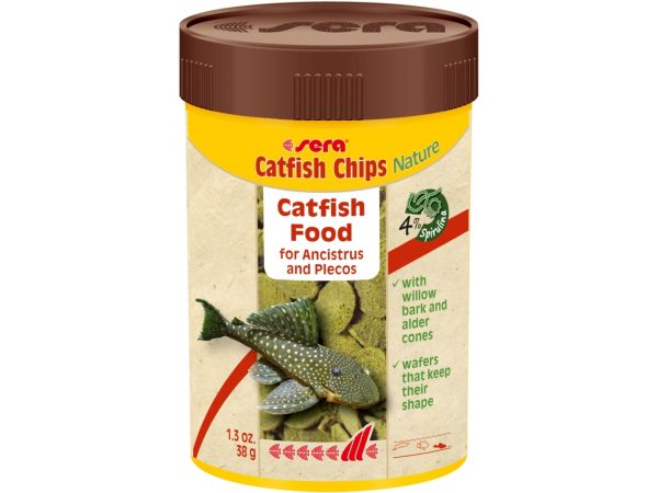 Sera Catfish Chips Nature, Akvariefisk, Tør Fiskefoder, Sprød, Vitamin A, Vitamin B1, Vitamin B2, Vitamin C, Vitamin D3, Stor, 31,2%