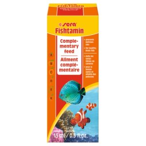 Sera Fishtamin, Fisk, Væske, Vitamin A, Vitamin B1, Vitamin B12, Vitamin B2, Vitamin B6, Vitamin B9 (Folinsyre), Vitamin D3,..., 15 Ml, Water, Vitami