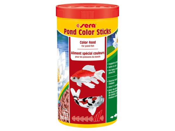 Sera Pond Color Sticks, Dam Fisk, Tør Fiskefoder, Træpiller, Vitamin A, Vitamin B1, Vitamin B2, Vitamin C, Vitamin D3, Vitamin E, Stor, Mellem, Lille