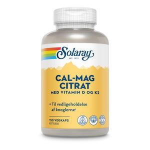 Solaray Cal-Mag Citrat med vitamin D og K2 - 150 kaps.