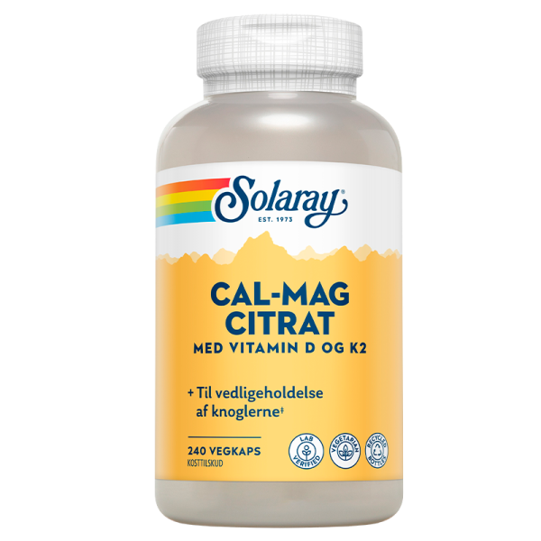 Solaray Cal-Mag Citrat med vitamin D og K2 (240 kap)