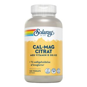 Solaray Cal-Mag Citrat med vitamin D og K2 - 240 kaps.