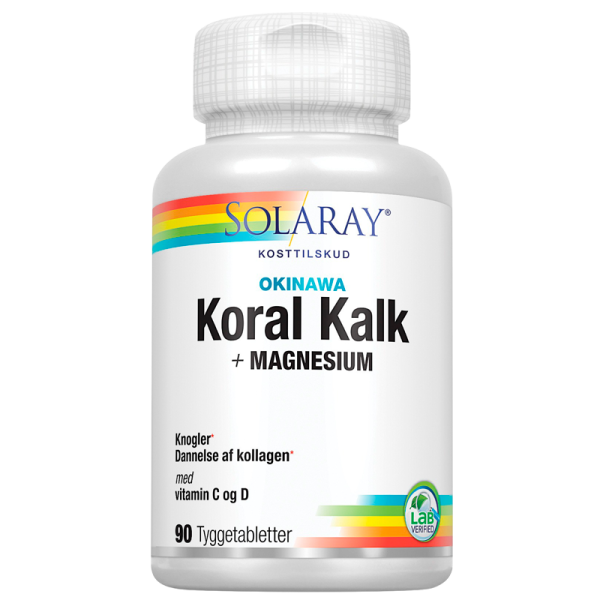 Solaray Koral Kalk med C- og D-Vitamin (90 Tyggetabletter)