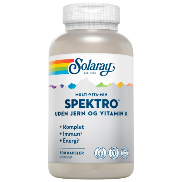 Solaray Spektro Multi-Vita-Min uden jern og vitamin K (300 kapsler)