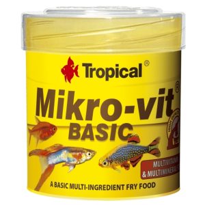 Tropical Mikro-Vit Basic, Akvariefisk, Tør Fiskefoder, Sprød, Vitamin A, Vitamin C, Vitamin D3, Vitamin E, 48%, 8%