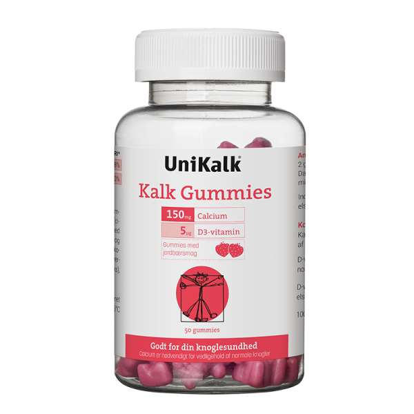 Unikalk Kalk Gummies Jordbær (50 stk)