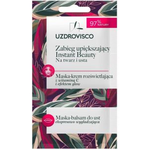 Uzdrovisco Instant Beauty-Maske-Creme Lysnende Maske Med C-Vitamin + Læbepomade 8Ml