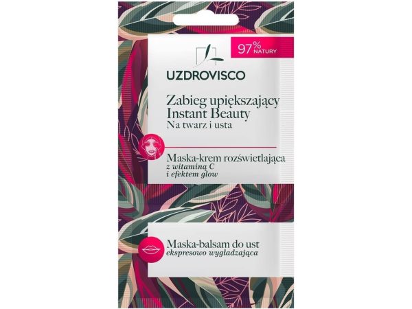 Uzdrovisco Instant Beauty-Maske-Creme Lysnende Maske Med C-Vitamin + Læbepomade 8Ml