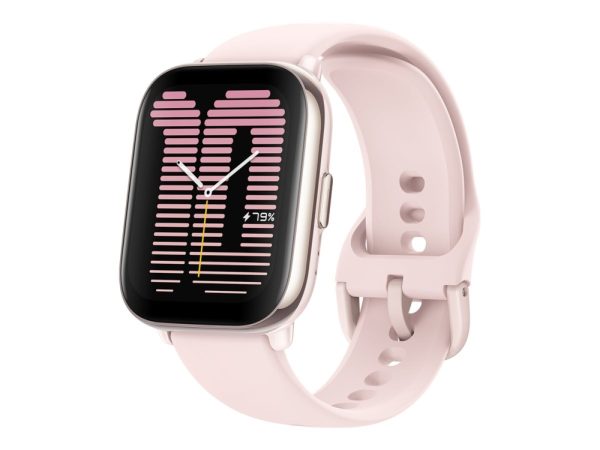 Amazfit Active - Aluminiumslegering - Smart Ur Med Rem - Silikone - Håndledsstørrelse: 135-190 Mm - Display 1.75" - Bluetooth - 24 G - Pink Blomsterb