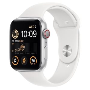 Apple Watch SE (2022) GPS + Cellular 44mm Silver Aluminium Case with White Sport Band