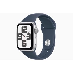 Apple Watch SE GPS 40mm - Silver Aluminium Case with Storm Blue Sport Band - M/L