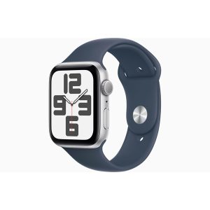 Apple Watch SE GPS 44mm - Silver Aluminium Case with Storm Blue Sport Band - M/L