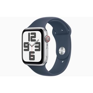 Apple Watch SE GPS + Cellular 44mm - Silver Aluminium Case with Storm Blue Sport Band - M/L