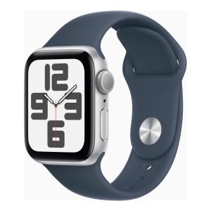 Apple Watch Se (Gps) - 2. Generation - 40 Mm - Sølv - Smart Ur Med Sportsbånd - Fluoroelastomer - Stormblå - Båndstørrelse: M/L - 32 Gb - Wi-Fi, Blue