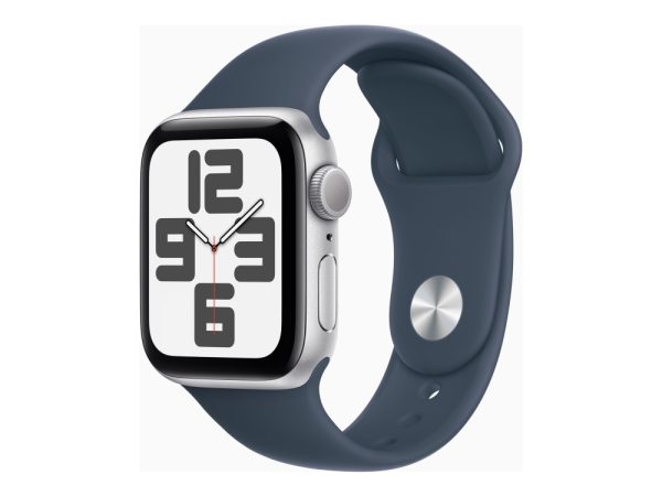 Apple Watch Se (Gps) - 2. Generation - 40 Mm - Sølv - Smart Ur Med Sportsbånd - Fluoroelastomer - Stormblå - Båndstørrelse: M/L - 32 Gb - Wi-Fi, Blue