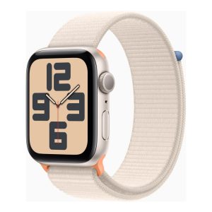 Apple Watch Se (Gps) - 2. Generation - 44 Mm - Stjernelys-Aluminium - Smart Ur Med Sportsløkke - Tekstil - Stjernelys - Håndledsstørrelse: 140-245 Mm