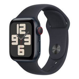 Apple Watch Se (Gps + Cellular) - 2. Generation - 40 Mm - Midnatsaluminium - Smart Ur Med Sportsbånd - Fluoroelastomer - Midnat - Båndstørrelse: M/L