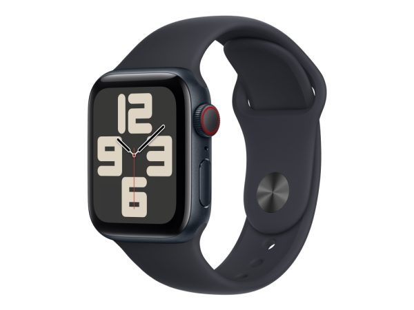 Apple Watch Se (Gps + Cellular) - 2. Generation - 40 Mm - Midnatsaluminium - Smart Ur Med Sportsbånd - Fluoroelastomer - Midnat - Båndstørrelse: M/L