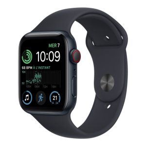 Apple Watch Se (Gps + Cellular) - 2. Generation - 44 Mm - Midnatsaluminium - Smart Ur Med Sportsbånd - Fluoroelastomer - Midnat - Båndstørrelse: Almi