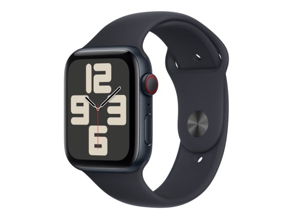 Apple Watch Se (Gps + Cellular) - 2. Generation - 44 Mm - Midnatsaluminium - Smart Ur Med Sportsbånd - Fluoroelastomer - Midnat - Båndstørrelse: S/M