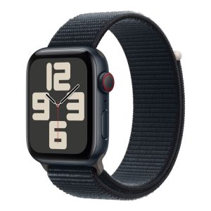 Apple Watch Se (Gps + Cellular) - 2. Generation - 44 Mm - Midnatsaluminium - Smart Ur Med Sportsløkke - Vævet Nylon - Midnat - Håndledsstørrelse: 145