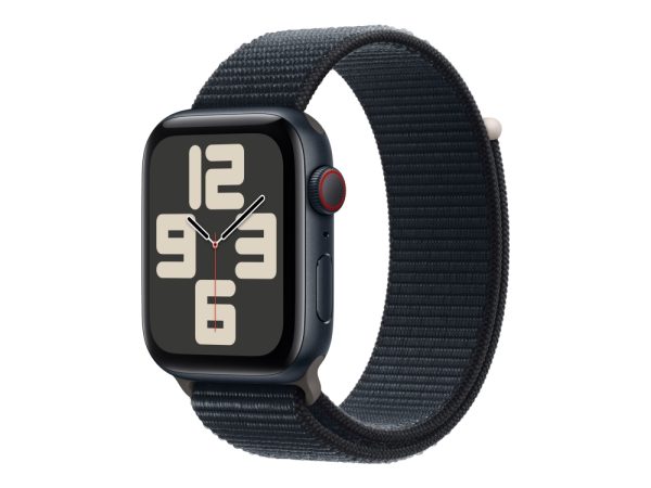 Apple Watch Se (Gps + Cellular) - 2. Generation - 44 Mm - Midnatsaluminium - Smart Ur Med Sportsløkke - Vævet Nylon - Midnat - Håndledsstørrelse: 145