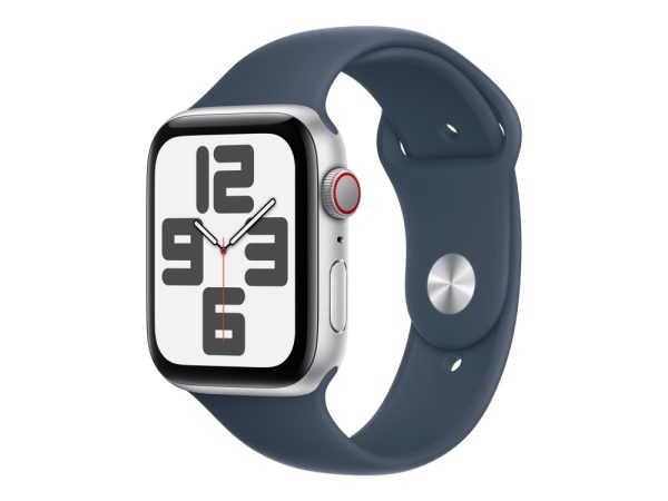 Apple Watch Se (Gps + Cellular) - 2. Generation - 44 Mm - Sølvaluminium - Smart Ur Med Sportsbånd - Fluoroelastomer - Stormblå - Båndstørrelse: M/L -