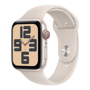 Apple Watch Se (Gps + Cellular) - 2. Generation - 44 Mm - Stjernelys-Aluminium - Smart Ur Med Sportsbånd - Fluoroelastomer - Stjernelys - Båndstørrel