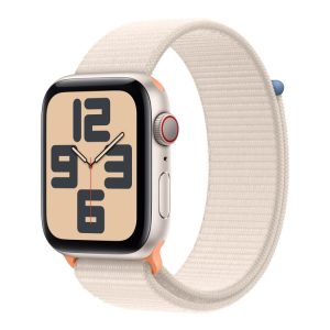 Apple Watch Se (Gps + Cellular) - 2. Generation - 44 Mm - Stjernelys-Aluminium - Smart Ur Med Sportsløkke - Nylon - Stjernelys - Håndledsstørrelse: 1