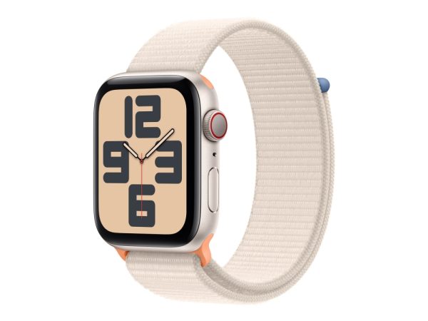 Apple Watch Se (Gps + Cellular) - 2. Generation - 44 Mm - Stjernelys-Aluminium - Smart Ur Med Sportsløkke - Nylon - Stjernelys - Håndledsstørrelse: 1