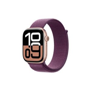 Apple Watch Series 10 GPS 46mm - Rose Gold Aluminium Case with Plum Sport Loop