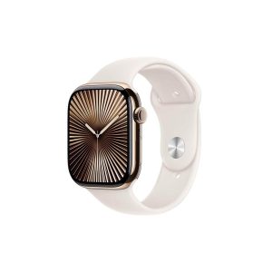 Apple Watch Series 10 GPS + Cellular 46mm - Gold Titanium Case with Starlight Sport Band - M/L