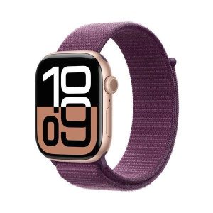 Apple Watch Series 10 GPS + Cellular 46mm - Rose Gold Aluminium Case with Plum Sport Loop